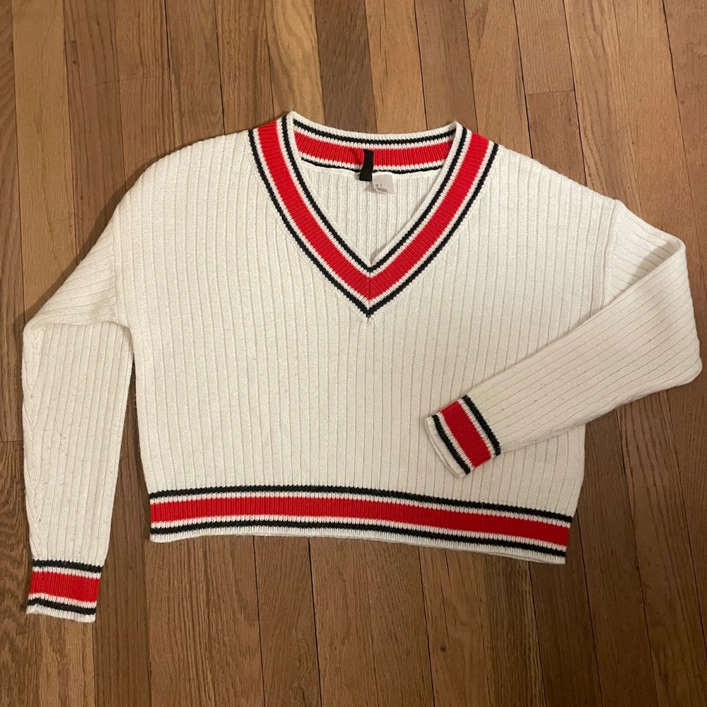 HM divided varsity cropped sweater size s